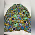 Celia B Floral Print Long Sleeve Button Up Top Medium New Yellow Photo 3