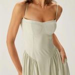 RIHOAS Green Square Neck Pocket Slip Midi Dress L Size L Photo 2