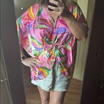 Umgee  Tropical Floral Multicolor relaxed fit oversized silky blouse Photo 5