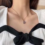 18K Gold Plated Purple Crystal Pendant Necklace for Women Photo 3