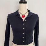 Brandy Melville navy blue button up long sleeve Photo 0