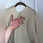 Heyson Beige Boho Chic Waffle Knit Ruffle Trim Pullover Sweater Hoodie Sz Large Tan Photo 13