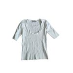 ZARA Basic Knit White Scoopneck Ribbed Top Size Small Photo 4