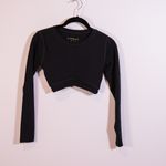 L*Space Active Aim High Crew Neck Long Sleeve Crop Top Solid Black Small Photo 0
