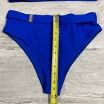 Blue Bikini Large One Shoulder French Cut High Leg Belt Bottom Vibrant Like New Photo 8