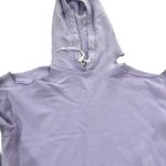 PINK Womens Cropped Purple Sweatshirt Open Shoulder Hoodie Size Small Comfy Long Photo 2