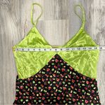 Terez NWT  Satin Sleeveless V-Neck Maxi Dress Fruit Black Green Chartreuse Size M Photo 2