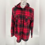 Hippie Rose  plaid flannel hooded button down shirt, size‎ medium Photo 2