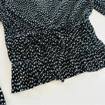 ZARA  Long Sleeve Black White Polka Dot Pleated Crop Blouse Photo 4