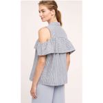 Anthropologie  Sunday in Brooklyn Navy Stripe Scilla Cold Shoulder Blouse size SM Photo 14