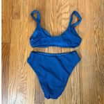 ANDIE Bikini Set Delray Top 90s High Waisted Bottom Ribbed Bijou Blue sz S NWOT Photo 1