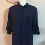 Moon Collection  Navy blue blouse black gem collar‎ Photo 2