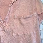 We The Free Free People  Shirt Womens Large Pink Short Sleeve Knit Polo V Neck Photo 4