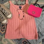 Scoop Sweater Crochet Knit Tank Top in Pink Size S Photo 0