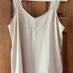 Maurice's  Cami Tank Top Womens Large Cream Nude Ivory Lace Trim V Neck Satin Photo 0