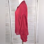 Amuse Society  Sheer Button Down Boho Blouse Embroidered Sleeve Burgundy-Large Photo 1