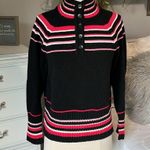Liz Claiborne  Lizsport Petite Sweater Black Striped Cotton Acrylic Cotton MP Photo 1