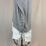 White House | Black Market Layered Look Knit Top with Shirttails & Lace Up Sides M Photo 3