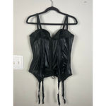 Seven ’til Midnight Faux Leather Corset Bustier 1X/2X Black Lace Photo 6