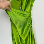 ZARA NWT Bright Green Satin Slip Midi Dress Sz XL Drapey Wrap Side Slit Photo 9