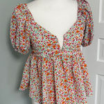 Entro  Anthropologie Floral Puff Sleeve Smocked Back Blouse Cottagecore Small Photo 0