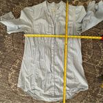 Anthropologie Odille  Sz 2 Blue White Pinstripe Gathered Waist Button Down Shirt Photo 5