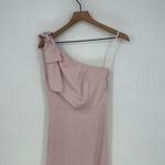 After Six  Bow One-Shoulder Fluid Satin Maxi Dress With Full Skirt Size XS Photo 4