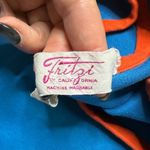 70s Vintage Fritzi of California Blue Cotton Midi Dress Sleeveless Red Trim Med Photo 1