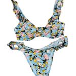 Victoria's Secret 2pc Bikini Swim Set XL Ruffle Brazilian Bottom Blue Lemons nwot Photo 4