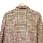 Lands' End Glen Plaid Single Button Blazer Tan & Brown Leather Buttons Size 16 Photo 9