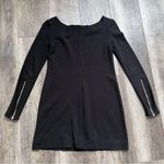 Theory  Little Black Dress Stretch Knit Scoop Neck Long Sleeves with Zippers Photo 7