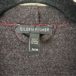 Eileen Fisher  Burgundy Structured Moto Long Jacket Cardigan Medium Merino Wool Photo 6