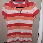 IZOD  Striped Polo White/Coral​ Photo 0