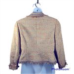 Bergamo Studio Tan Boucle Tweed Confetti Fringe Blazer | Size Medium Photo 14