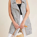 Dolan Anthropologie Ellis Striped Moto Vest Small Black Cream Dress Top Pockets Photo 0