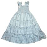 Hill House NWT Ellie Nap Dress in Blue White Brocade Smocked Tiered Midi XS Photo 2