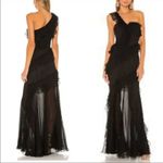 New AMUR Harlow Maxi Dress in Black Silk Sheer Formal One Shoulder Gown Size 4 Photo 1