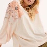 We The Free  Patchwork Long Sleeve Top Cream Pink Paisley Butterfly Boho Small Photo 0