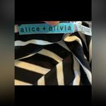 Alice + Olivia   Striped Black/White Ruched Side Dress- Size Medium Photo 4