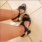 Hugo Boss black leather ankle strap heels Photo 1