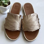 FITFLOP Rose Gold Leather Feather Cut Slide Sandals Size 8 Pink Photo 0