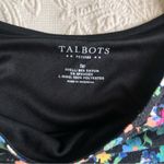 Talbots Petite Black Sheath Multicolored Floral Round Neck Sleeveless Dress Photo 3