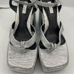 Topshop high platform silver metallic ankle strap sandals women Size 7 Photo 6