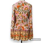 Mittoshop  medium women's white floral v neck top with zipper back elastic sleeve Photo 9