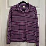 Duluth Trading Co long sleeve snap neck fleece pullover purple stripe size small Photo 0