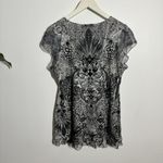 Apt. 9  Top Women L Black White Y2K Bedazzled Grunge Emo Boho Sheer Cap Sleeve Photo 1