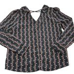 Skies Are Blue Anthropologie  Shirt Womens Small Black Pink Floral Blouse‎ Top Photo 1