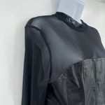 OLM Mesh Faux Leather Bustier Womens Crop Top Sz XL Y2K Goth Rave Festival Edgy Black Photo 4