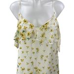 ZARA White Yellow Cold Shoulder Floral Scoop Neck Cami Cross Back Midi Dress S Photo 3