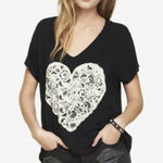 EXPRESS ✨ Studded Heart White Graphic Tee✨ Photo 0